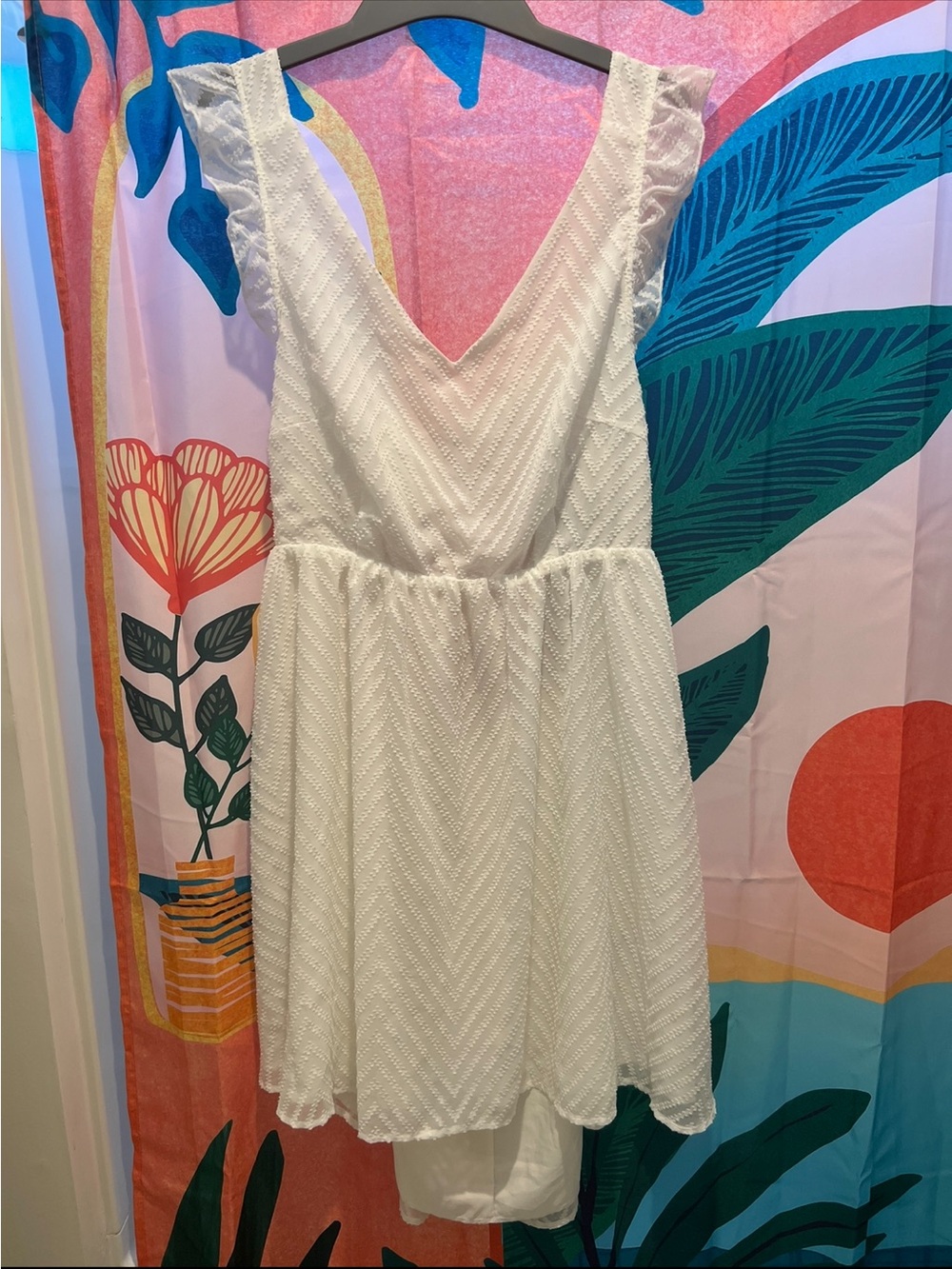 Shein Curve White VCAY V-Neck Sleeveless Summer Dress, NWT, 4X